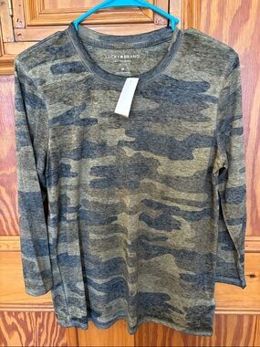 Lucky Brand Olive & Dark Gray Camo Long Sleeve Tee
